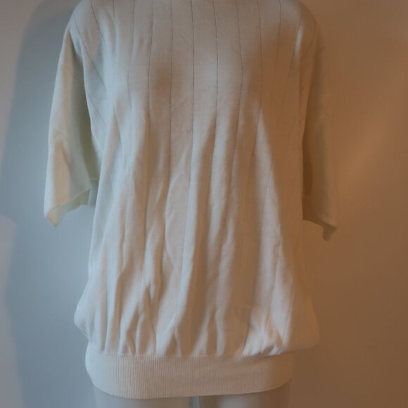 Mens Uomo Couture Vito Rufolo Ivory Knit Cotton Blend Short Sleeve Sweater XL * - Picture 3 of 7